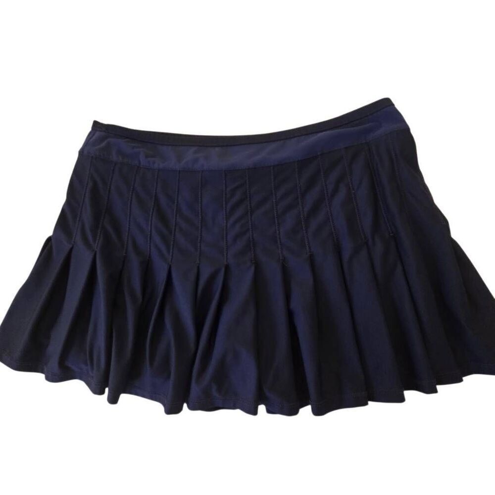 Lucky In Love Womens Navy Blue Core Retro Pleated Tennis Pickleball Skort XL